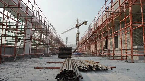 Zooming in a crane on a construction site Stock Footage 56840170
