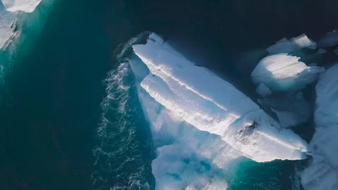 Zooming down on Iceberg Stock Footage 91310083