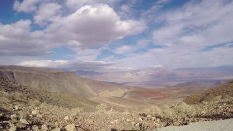 Zooming in  motion timelapse from a viewpoint above mountains, in Death valle Stock Footage 70008077