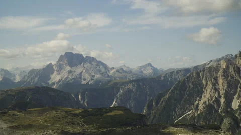 Zooming in on mountain range in the dolomites, Alto adige, Italy Stock Footage 146170938