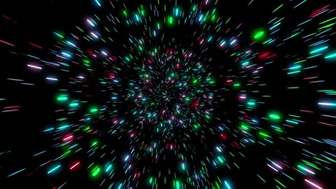 Zooming Neon Light Particles in Hyperspace Background Stock Footage 335814481