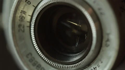 Zooming old camera close-up. Antique photo equipment, vintage old-fashioned Stock Footage 166320330