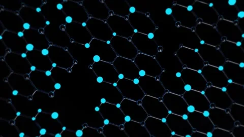Zooming Out from a Chrome Molecular Structure with Randomly Activated Nodes. Stock Footage 316180508