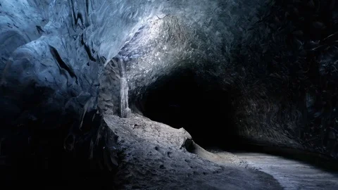 Zooming out shot from inside of ice cave, Breidamerkurjokull, Iceland Stock Footage 120475817