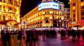 Zooming out time-lapse of extremely busy pedestrian mall in Shanghai, China. HD Footage