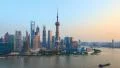 Zooming out Timelapse of China Shanghai Huangpu River, Day to Night. HD Footage