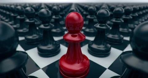 Zooming out from a unique red chess piece, 3D animation with alpha mask Stock-Footage 104396129