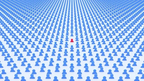 Zooming out from a unique user Stock Footage 154175076