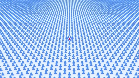 Zooming out from a unique user Stock Footage 154175100