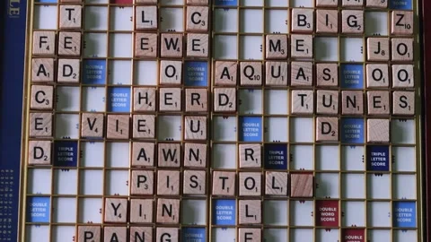 Zooming in to a Scrabble game Stock Footage 338189484