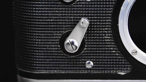 Zooming to self-timer it is works on old rangefinder camera Stock Footage 121637256