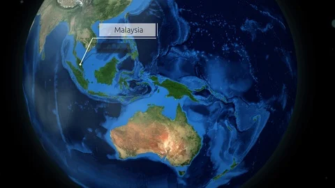 Zooming through space to a location in Globe animation - Malaysia- Image Courtes Stock Footage 87729760