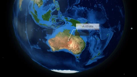 Zooming through space to a location in Globe animation - Australia - Image Court Stock Footage 87729944