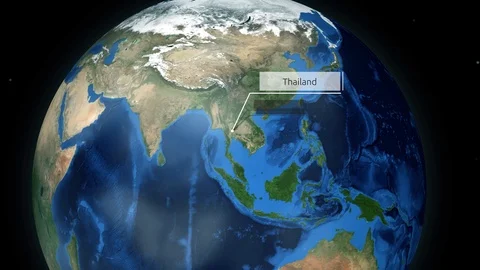 Zooming through space to a location in Globe animation -Thailand Stock Footage 87779186