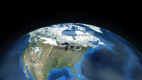 Zooming through space to a location in North America animation - United States Stock Footage 87539192