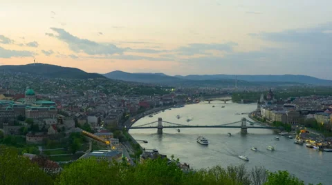 Zooming timelapse of Budapest at sunset Stock Footage 59917381