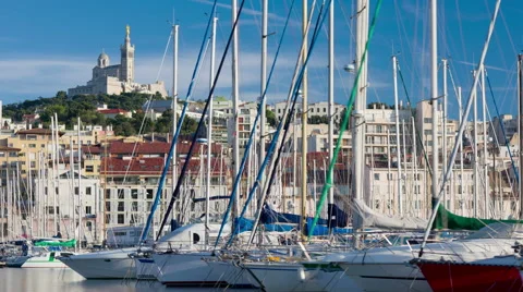 Zooming timelapse of Marseille port Stock Footage 60385853