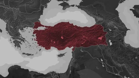 Zooming In on Turkey on a Dark World Map Stock-Footage 311002880