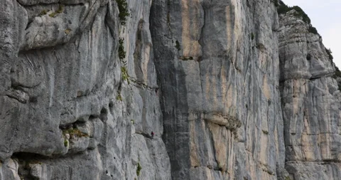 Zooming two climber attempting a challenging Wall in the Italian Alps Stock Footage 244952037