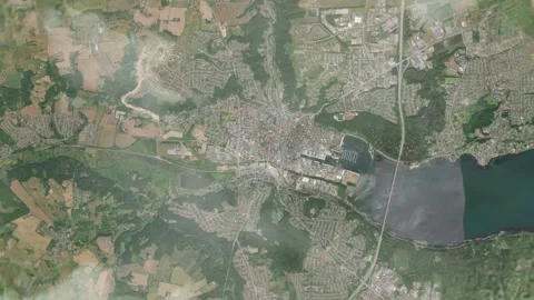 Zooming in on Vejle, Denmark frome space. Realistic 3D Animation. 스톡 동영상 279456953