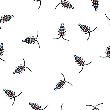 Zooplankton ocean vector seamless pattern Stock Illustration