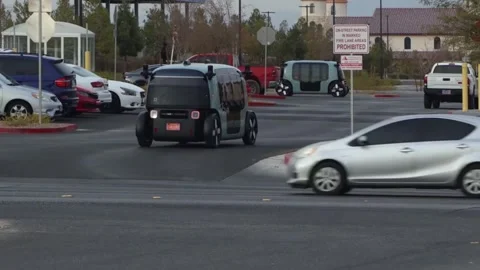 Zoox driverless robotaxi arriving. Stock Footage 296708158