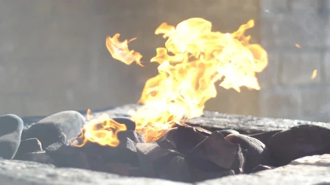 Zoroastrian religous fire temple. Fire burning forever gas is going out from 스톡 동영상 103264398