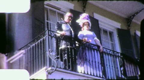 ZORRO SOUTHERN BELL Balcony Costume PARTY 1960s Vintage Film Home Movie 4171 Stock Footage