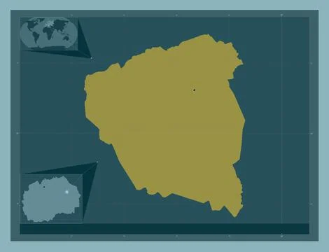 Zrnovci, Macedonia. Solid color shape. Locations of major cities of the regio Illustrazione stock