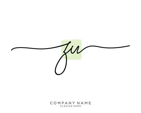 ZU Initial handwriting logo design Stock Illustration