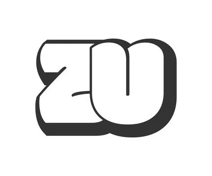 ZU logo, bubble comic lettering, rounded in graffiti style black and white .. Stockillustratie