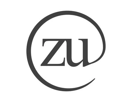 ZU logo from two letter with circle shape email sign style. Z and U round l.. Stock Illustration