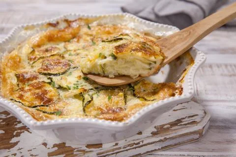 Zucchini casserole with cheese Stock Photos