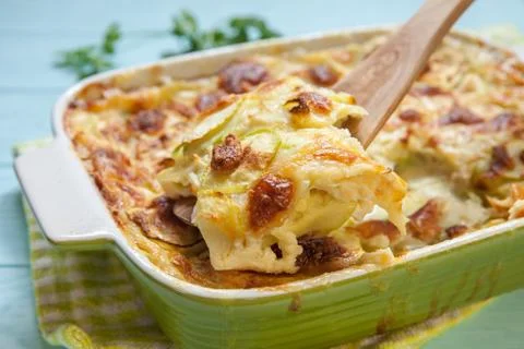 Zucchini casserole with cheese Stock Photos