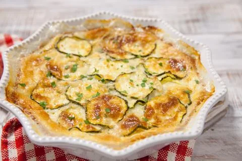 Zucchini casserole with cheese Stock Photos