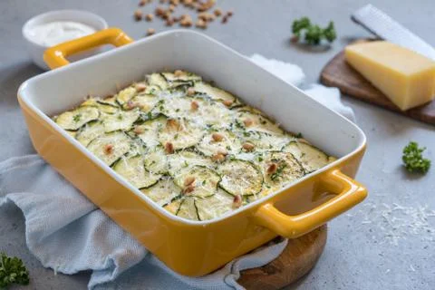 Zucchini casserole with cheese Stock-Fotos