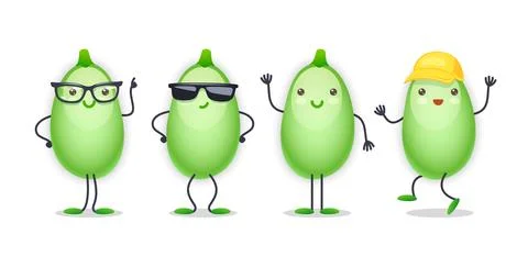 Zucchini Character with Various Face Expressions Stock Illustration