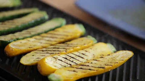 Zucchini on grill from flame Stock Footage 42441667