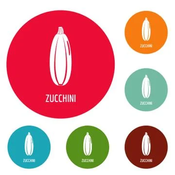 Zucchini icons circle set vector Stock Illustration