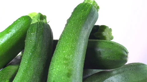 Zucchini isolated rotating on white background Stock Footage 62392240