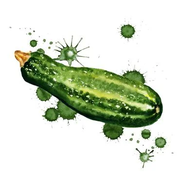Zucchini  with paint drops Stock Illustration