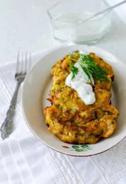 Zucchini pancakes Stock Photos