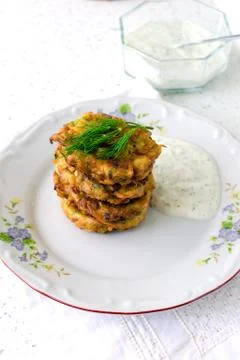 Zucchini pancakes Stock Photos