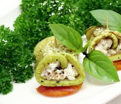 Zucchini rolls Stock Photos