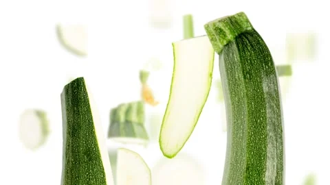 Zucchini Slice and Leaf Collection Video stock 219671650