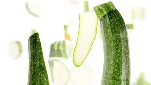 Zucchini Slice and Leaf Collection Video stock 220139092