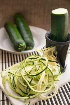 Zucchini spirals Stock Photos