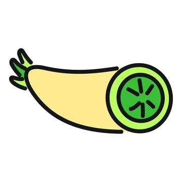 Zucchini squash vegetable slice flat icon design Stock Illustration
