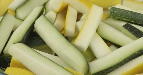 Zucchini sticks closeup rotating loopable Stock Footage 139404504
