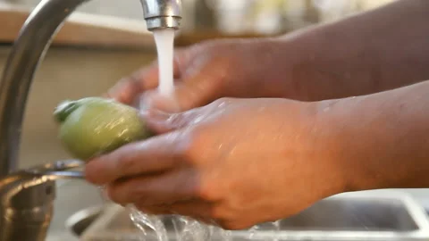 Zucchini under running water Stock Footage 87037566